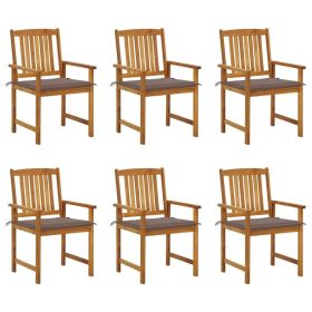 Patio Chairs with Cushions 6 pcs Solid Acacia Wood