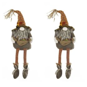 2pcs 10.2x8.7x24.5" Fabric Sitting Brown Gnome With Maple Leaf, for Holiday Harvest Festival Fall Festival & Thanksgiving Table Decorations