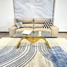 47" Rectangle Modern Stainless Steel Coffee Table, Clear Tempered Glass Coffee Table, Center Table, for Living Room Home Office, Easy Assembly, Gold