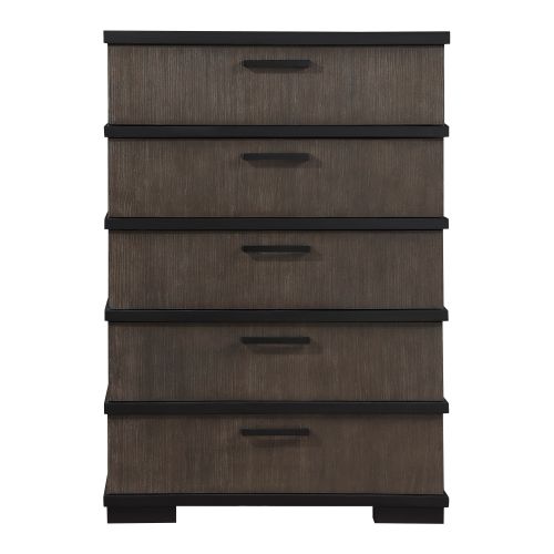 Two-Tone Brown Black Finish Drawers Chest 1pc Modern Industrial Design Bedroom Furniture