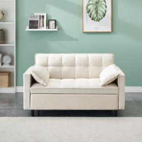 Modern velvet sofa, sofa pull-out bed, small love seat casual sofa with back, with pillow, pockets, living room furniture