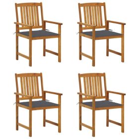 Patio Chairs with Cushions 4 pcs Solid Acacia Wood