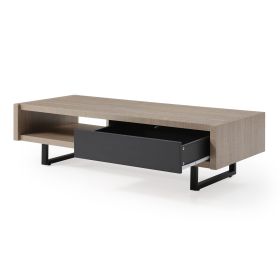 1pc Beautiful Natural Wood Finish Mid-Century Modern 1 Drawer Living Room Coffee Table Light Fawn Color Metal Legs