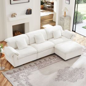 L Shaped Sectional Sofa With Storage Seats and Storage Ottoman, Modern Velvet 3 -Seat Sofa With Reversible Ottoman