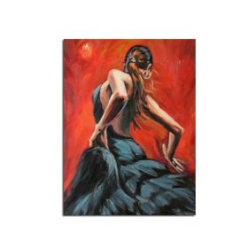 Ha's Art 100% Handmade Abstract Oil Painting Wall Art Modern Minimalist Dancing Girl Picture Canvas Home Decor For Living Room No Frame (size: 60X90cm)