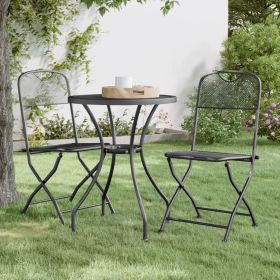 Folding Patio Chairs 2 pcs Expanded Metal Mesh Anthracite (Color: Anthracite)