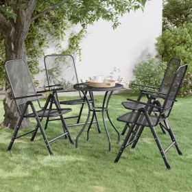 Folding Patio Chairs 4 pcs Expanded Metal Mesh Anthracite (Color: Anthracite)