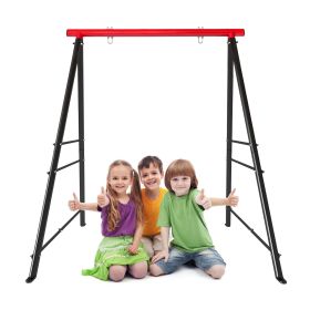 Metal Swing Stand Swing Sets for Backyard,Powder Coated Swing Frame of Swing Set with Extra Side Bars (Color: Red)